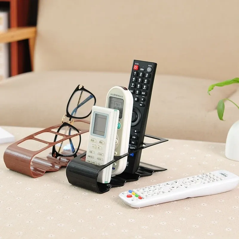 Organisateur de télécommande à 4 compartiments, support de rangement de bureau créatif en plastique polyvalent 4