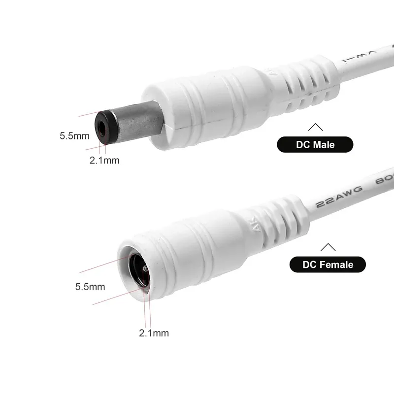 Câble d'extension d'alimentation CC 12 V 5,5 x 2,1 mm pour caméra WiFi, cordon mâle-femelle pour routeur et caméra de vidéosurveillance 3