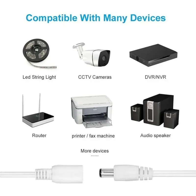Câble d'extension d'alimentation CC 12 V 5,5 x 2,1 mm pour caméra WiFi, cordon mâle-femelle pour routeur et caméra de vidéosurveillance 5