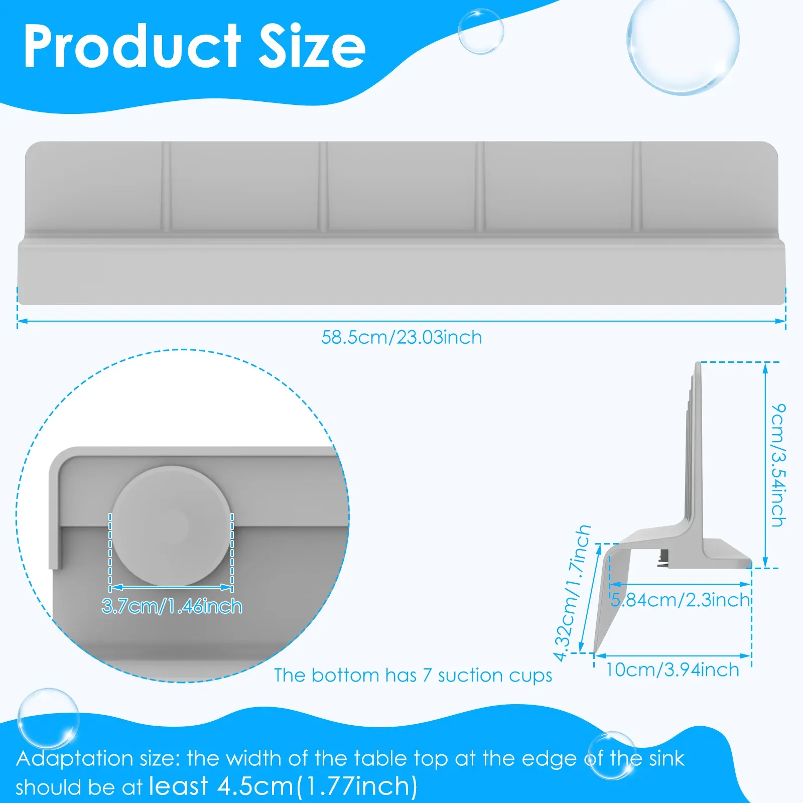 Protection anti-éclaboussures en silicone pour évier, vue 1
