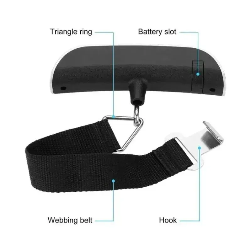 Balance à bagages numérique portable, 0,110 lb / 50 kg, avec écran LCD, mini balance électronique de poche 6