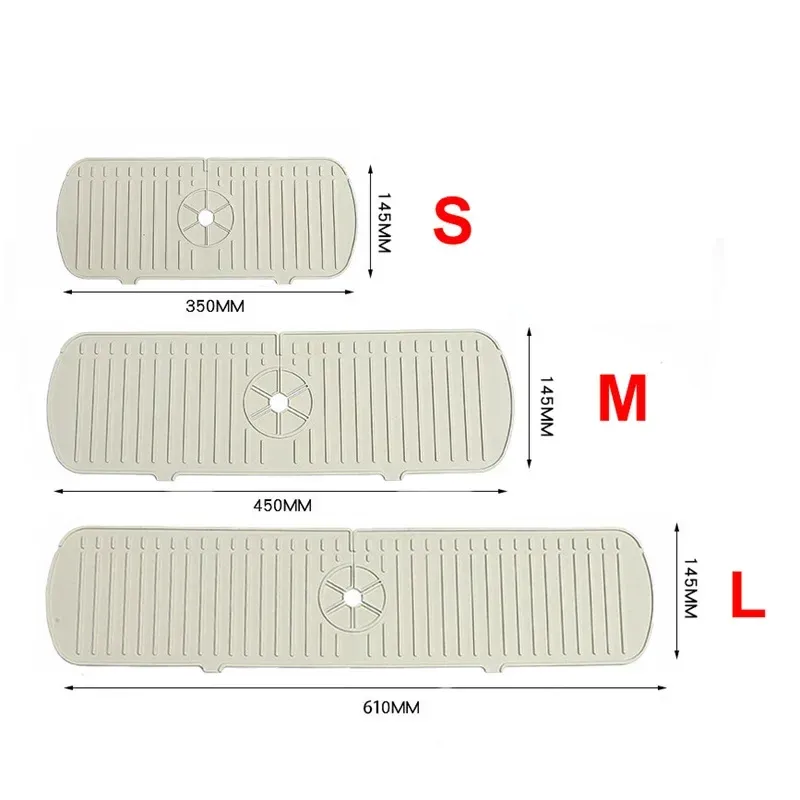 Tapis de robinet en silicone, 1 pièce, motif ondulations d'eau, tapis de drainage pour cuisine et salle de bains, protection anti-éclaboussures pour lavabo et grand évier, protection de comptoir 7