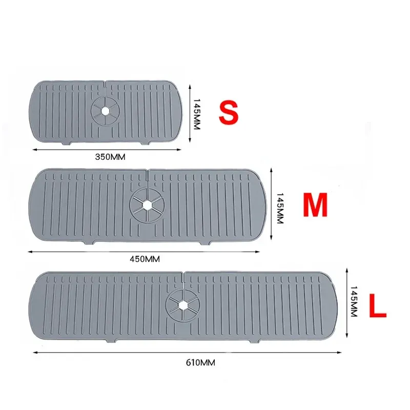 Tapis de robinet en silicone, 1 pièce, motif ondulations d'eau, tapis de drainage pour cuisine et salle de bains, protection anti-éclaboussures pour lavabo et grand évier, protection de comptoir 8