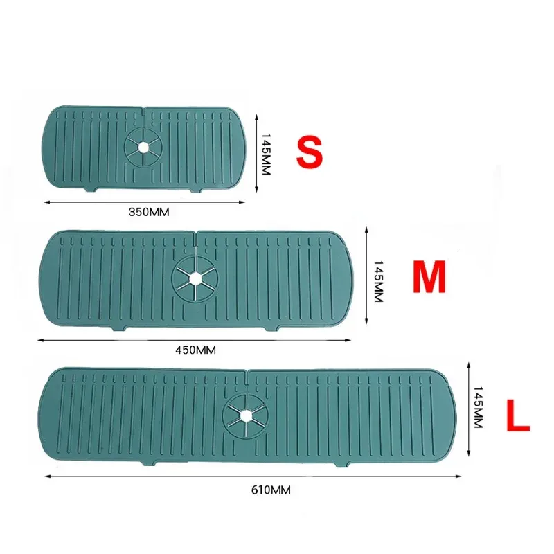 Tapis de robinet en silicone, 1 pièce, motif ondulations d'eau, tapis de drainage pour cuisine et salle de bains, protection anti-éclaboussures pour lavabo et grand évier, protection de comptoir 9