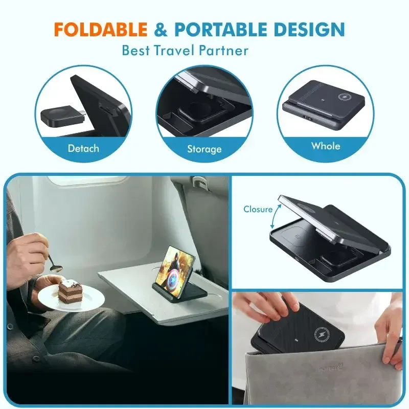 Support de charge sans fil 3 en 1 pour Samsung Z Fold8, Z Flip8, S26, S25, Galaxy Watch Ultra, Buds2, station de charge rapide pliable. 6