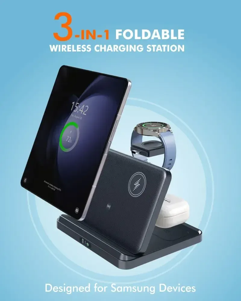 Station de charge sans fil 3 en 1 pour Samsung Galaxy
