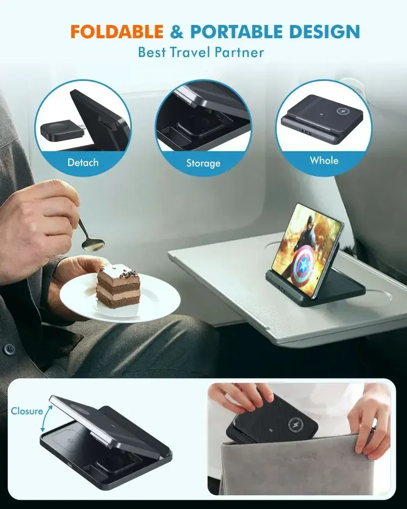 Station de charge sur table de chevet