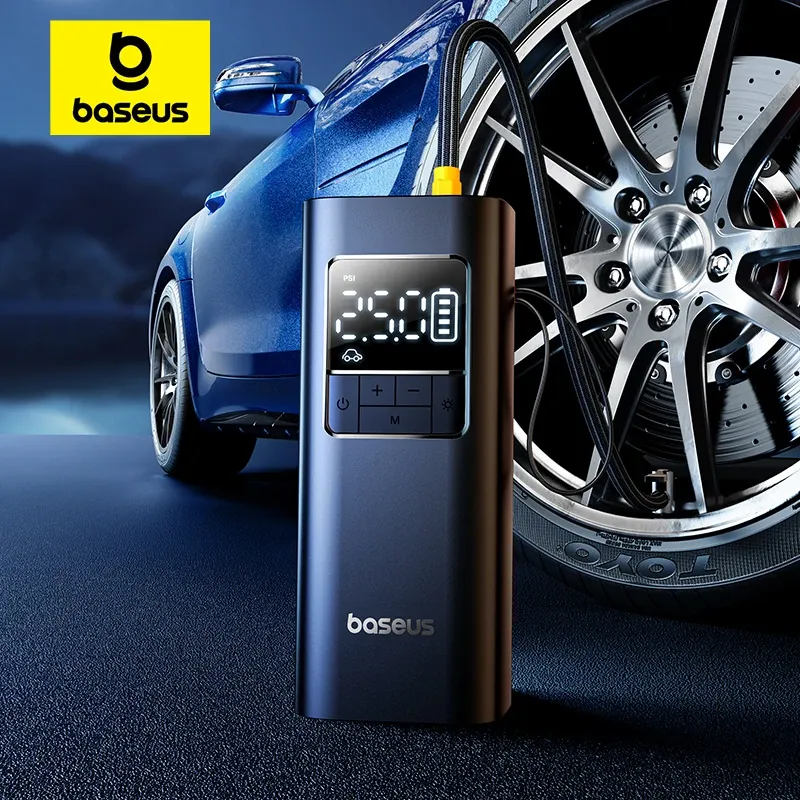 Baseus Compresseur d'air sans fil portable pour voiture, pompe électrique numérique intelligente pour véhicule, moto et vélo 1