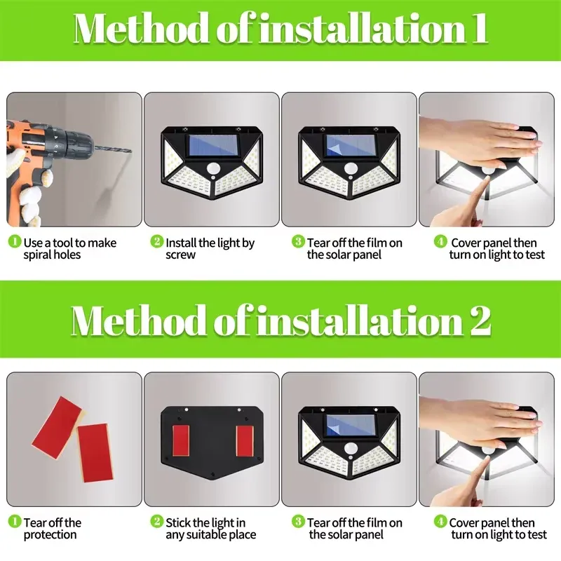 Lampe solaire multifonctionnelle d'extérieur pour jardin, éclairage LED solaire étanche avec détecteur de mouvement 6