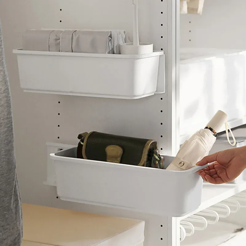 Organisateur mural pour table de maquillage avec boîte de rangement, étagère adhésive, crochet et support de rangement pour cuisine et salle de bain 4