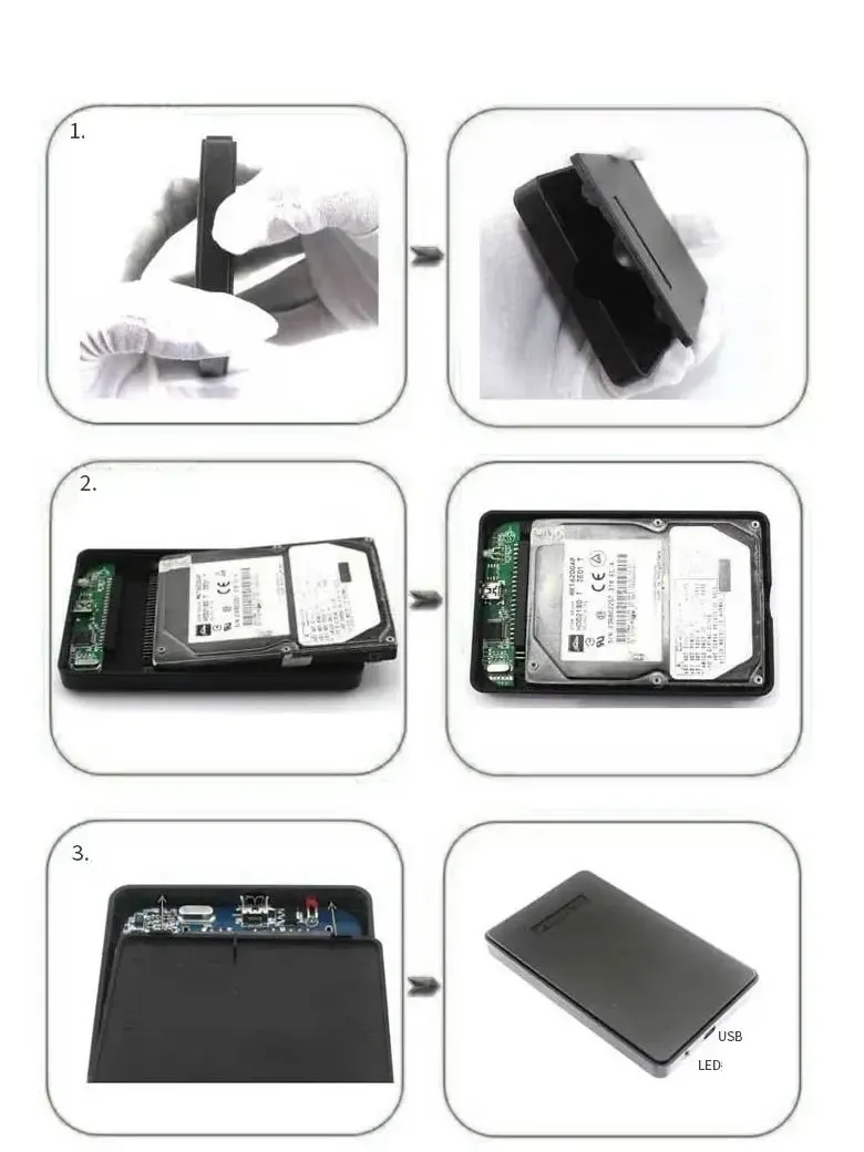 Boîtier de disque dur mobile, détail des ailettes de dissipation