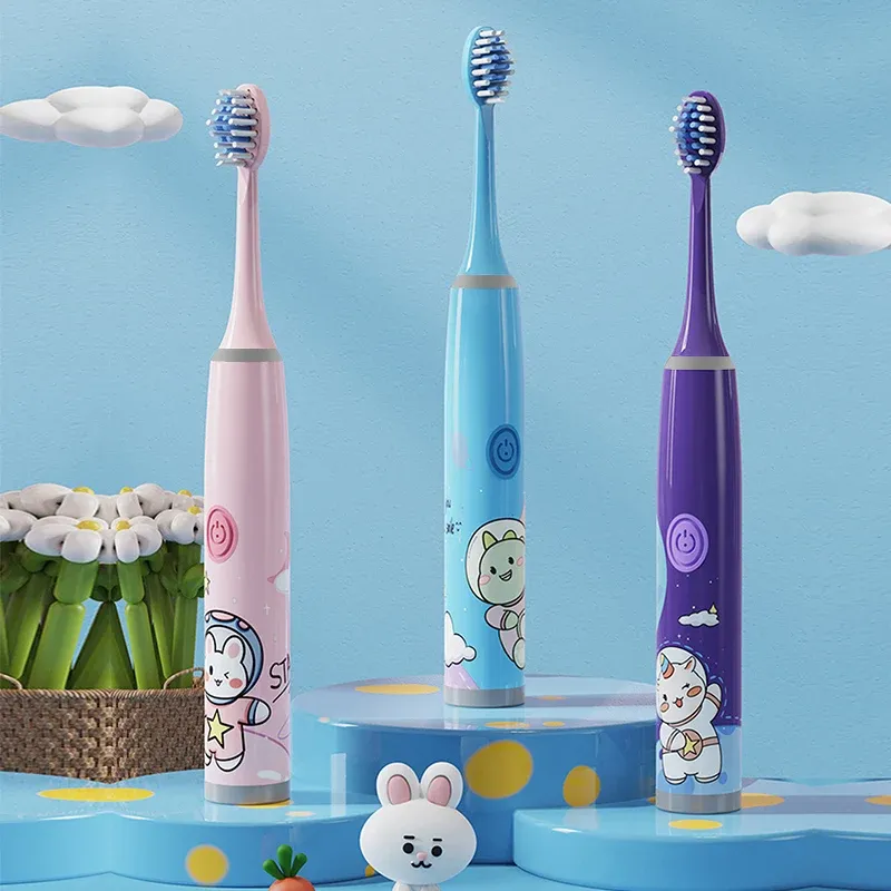Brosse à dents électrique pour enfants série Cartoon Space, poils souples, batterie non incluse
