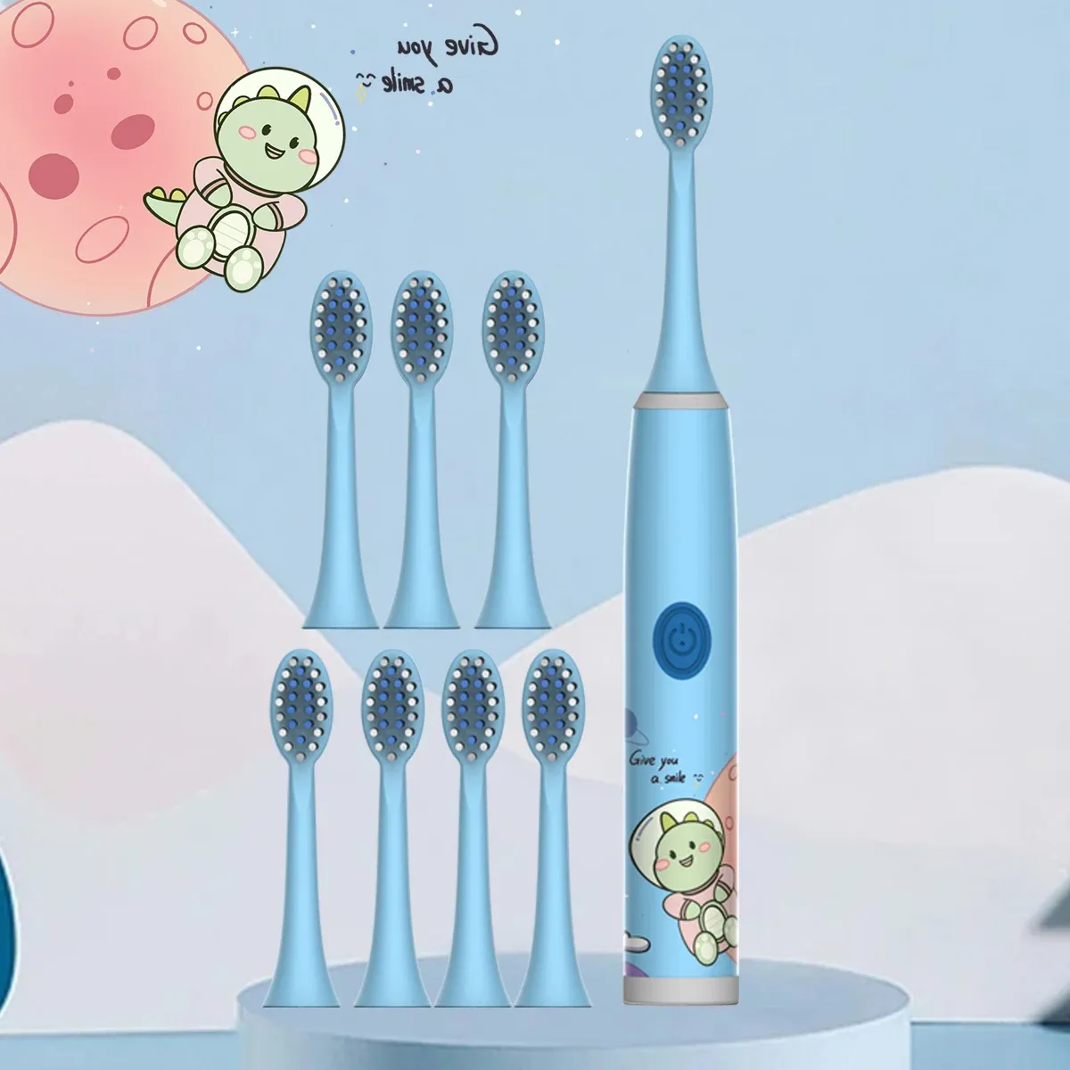 Brosse à dents électrique pour enfants série Cartoon Space, poils souples, batterie non incluse 4