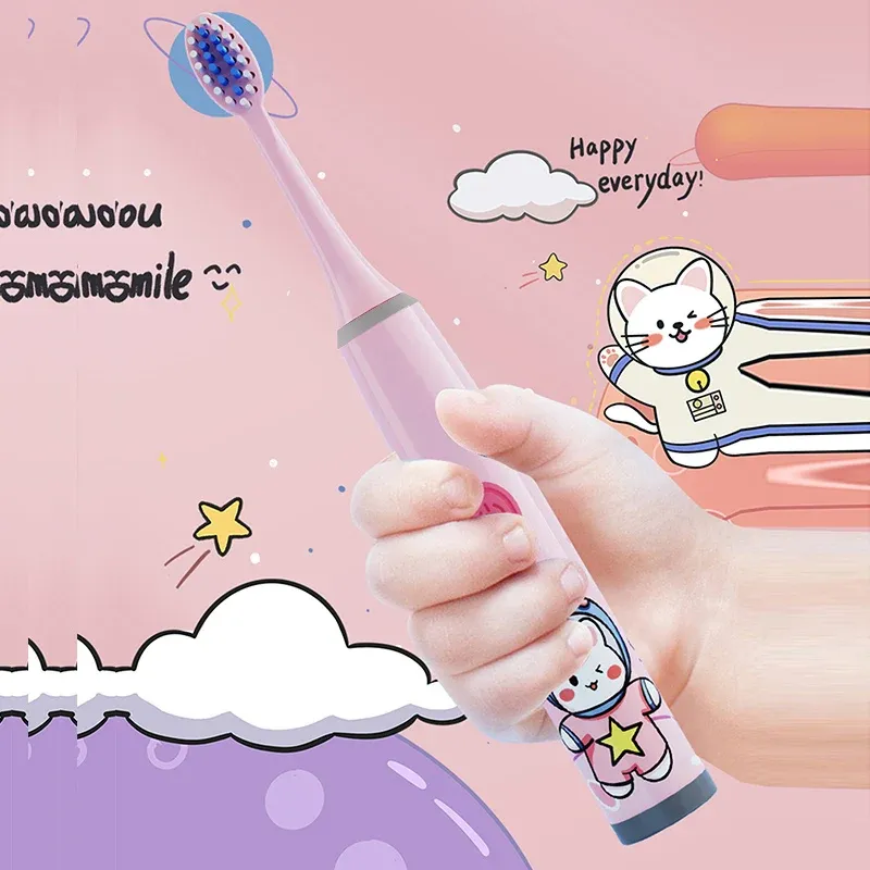 Brosse à dents électrique pour enfants série Cartoon Space, poils souples, batterie non incluse 5