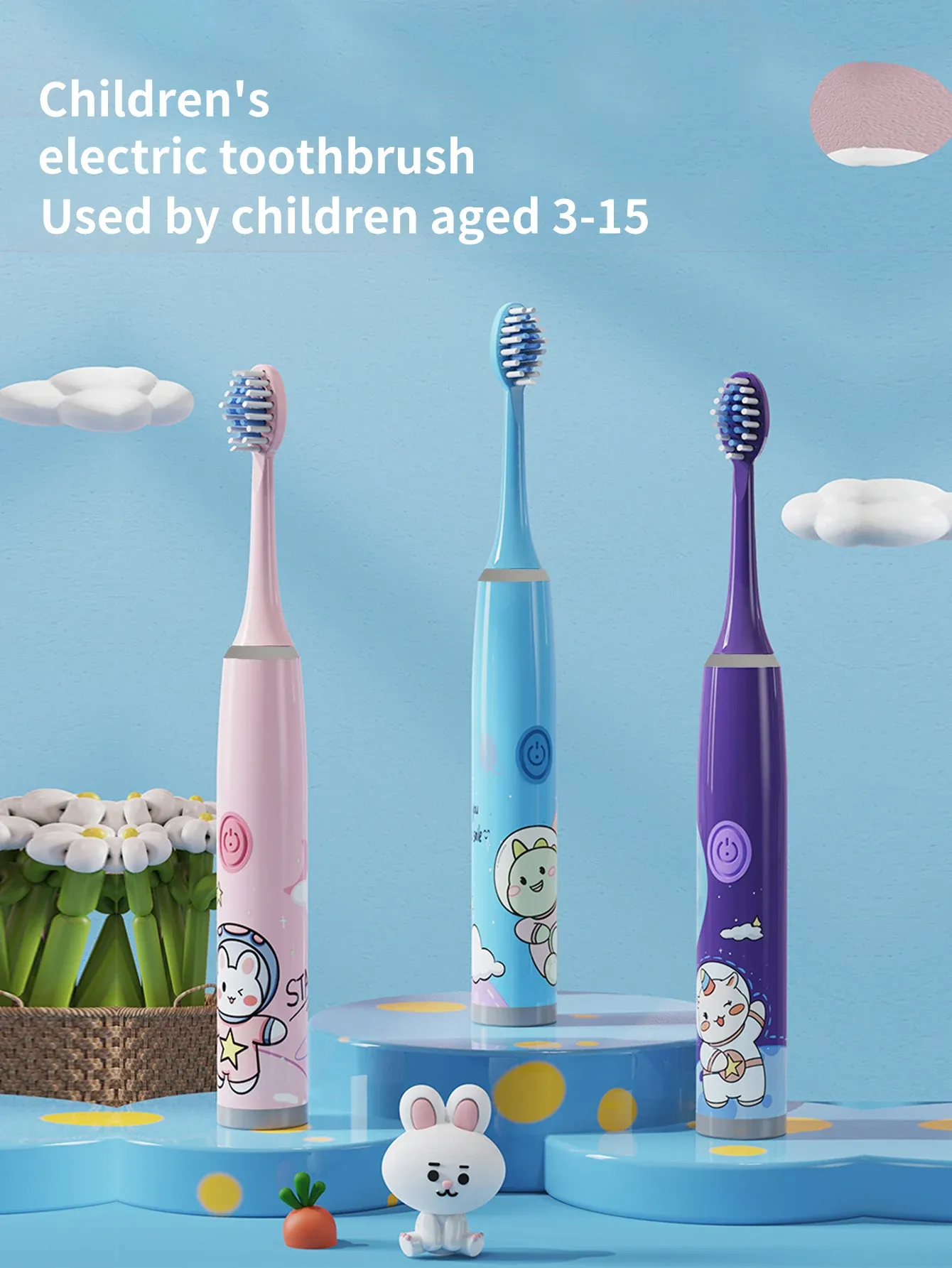 Détail du design coloré de la brosse à dents enfant