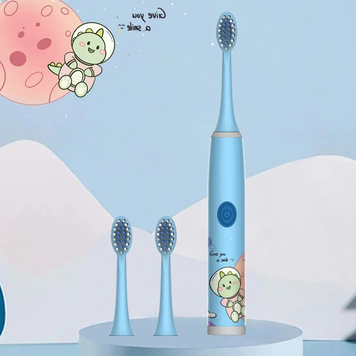 Brosse à dents électrique pour enfants série Cartoon Space, poils souples, batterie non incluse 9