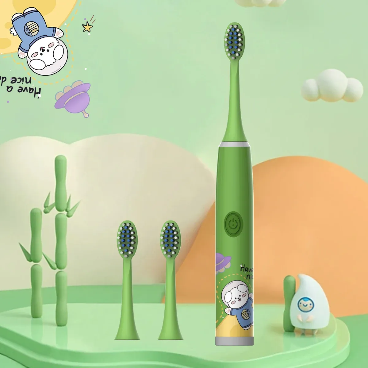 Brosse à dents électrique pour enfants série Cartoon Space, poils souples, batterie non incluse 7
