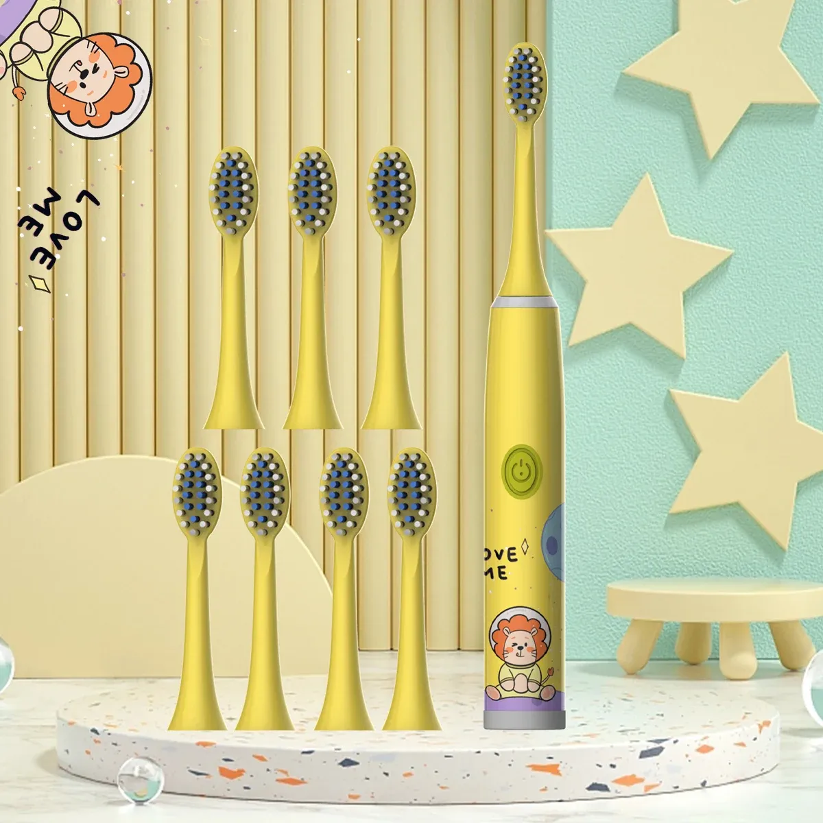 Brosse à dents électrique pour enfants série Cartoon Space, poils souples, batterie non incluse 11