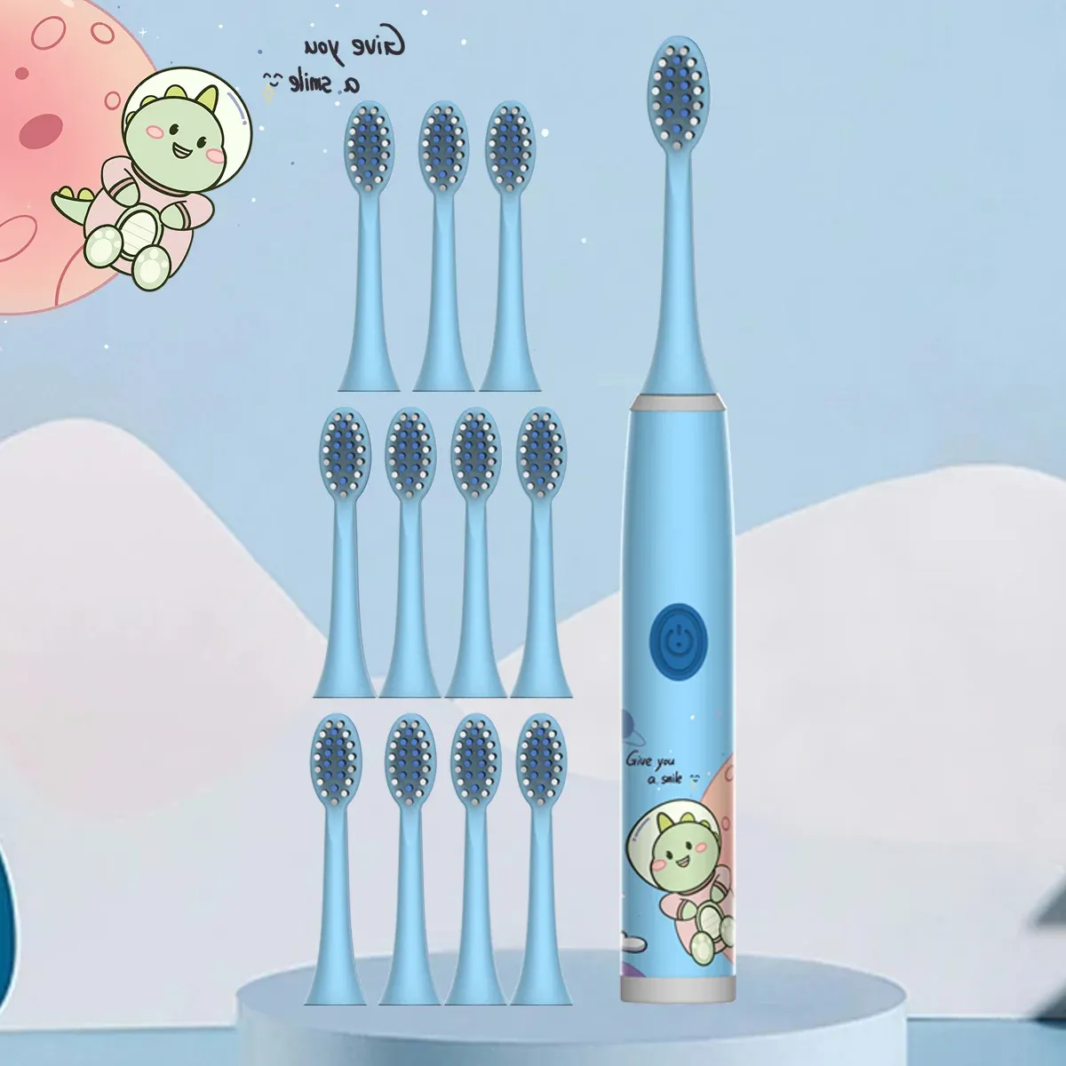 Brosse à dents électrique pour enfants série Cartoon Space, poils souples, batterie non incluse 10