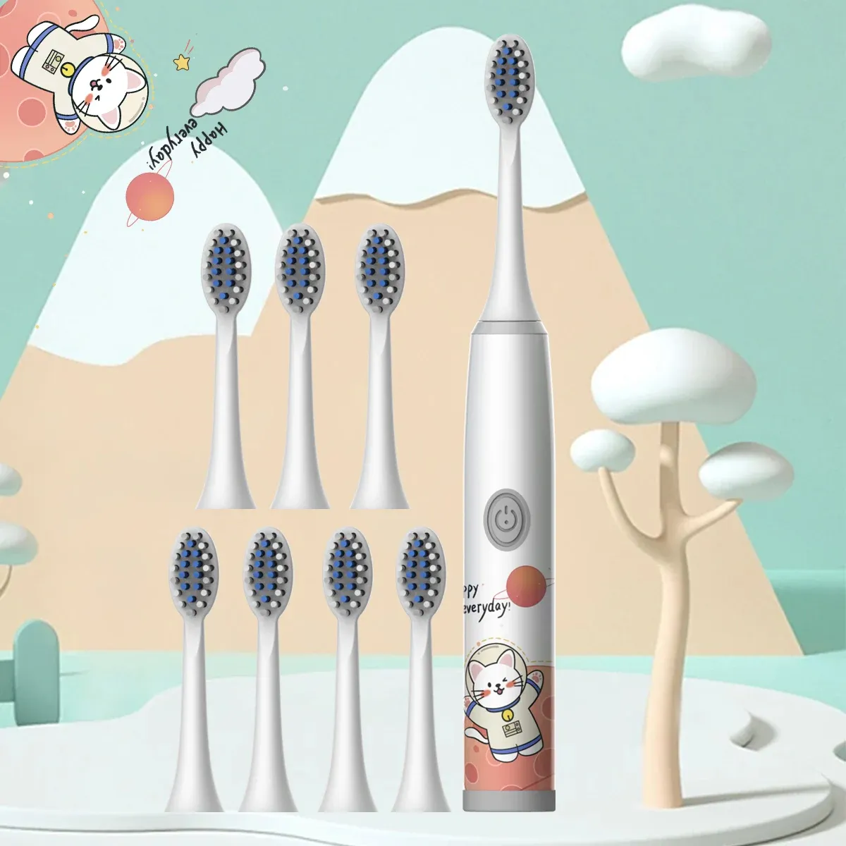 Brosse à dents électrique pour enfants série Cartoon Space, poils souples, batterie non incluse 8