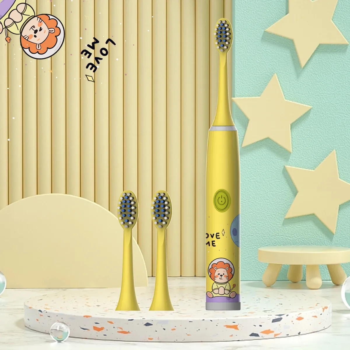 Brosse à dents électrique pour enfants série Cartoon Space, poils souples, batterie non incluse 14