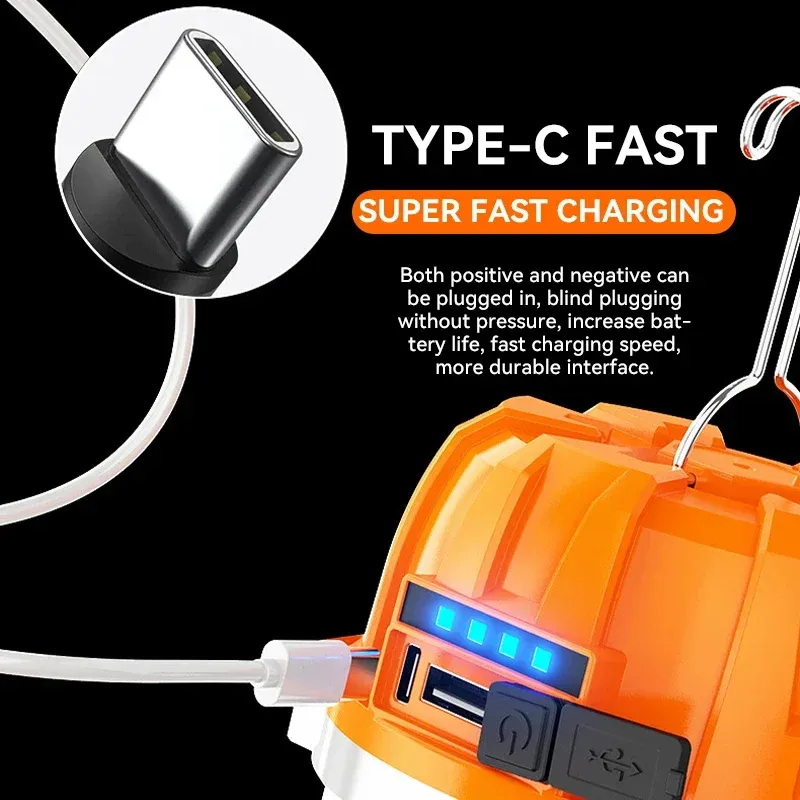 Lanterne de camping LED 500 W rechargeable par USB avec affichage de puissance, lampe portable et lumière de secours pour la pêche en plein air 5