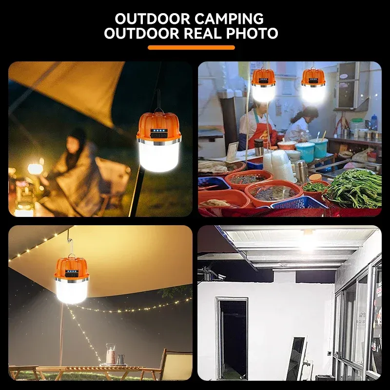 Lanterne de camping LED 500 W rechargeable par USB avec affichage de puissance, lampe portable et lumière de secours pour la pêche en plein air 6