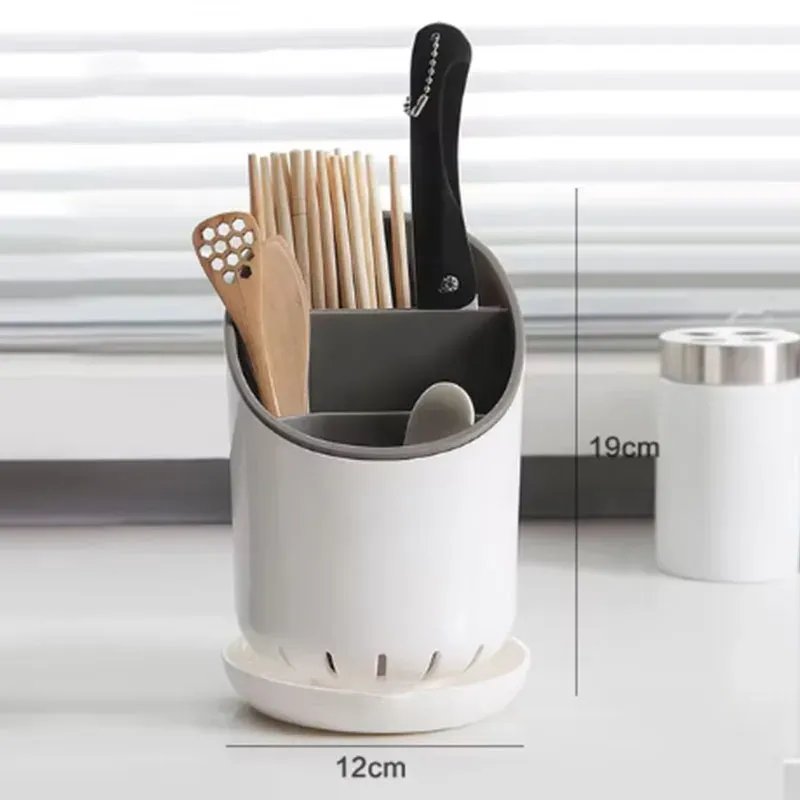 Égouttoir de rangement en plastique pour vaisselle, couteaux et couverts, organisateur de cuisine avec bac de récupération, 1 pièce 8