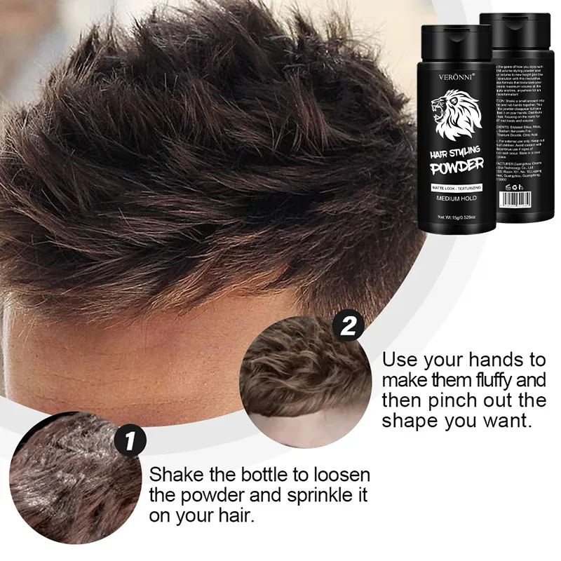 Poudre volumisante mate à l'huile pour cheveux, pour hommes et femmes, sans lavage 3