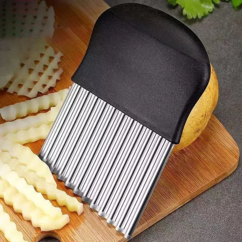 Coupe-frites ondulé en acier inoxydable pour pommes de terre, légumes et fruits 3