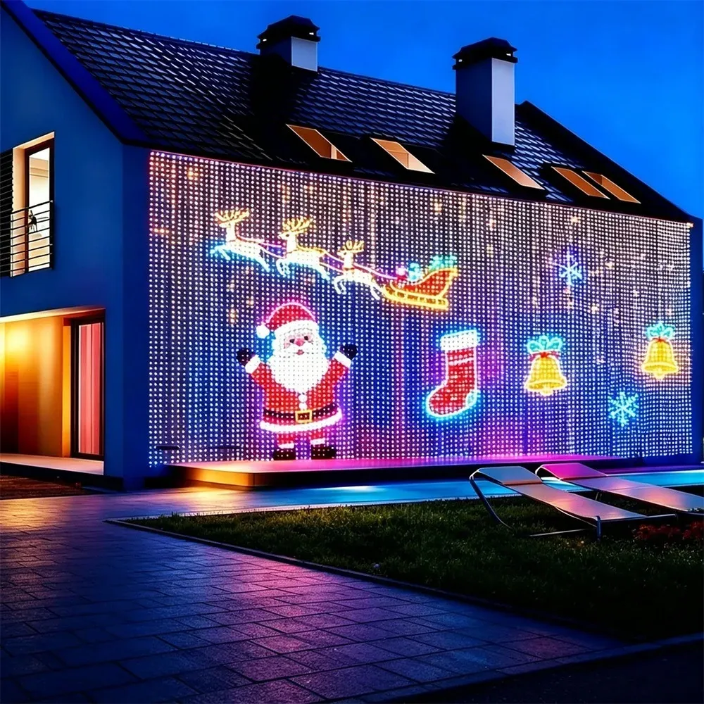 Rideau lumineux LED d'extérieur pour Noël 2026, étanche, contrôlable par application - Image 1