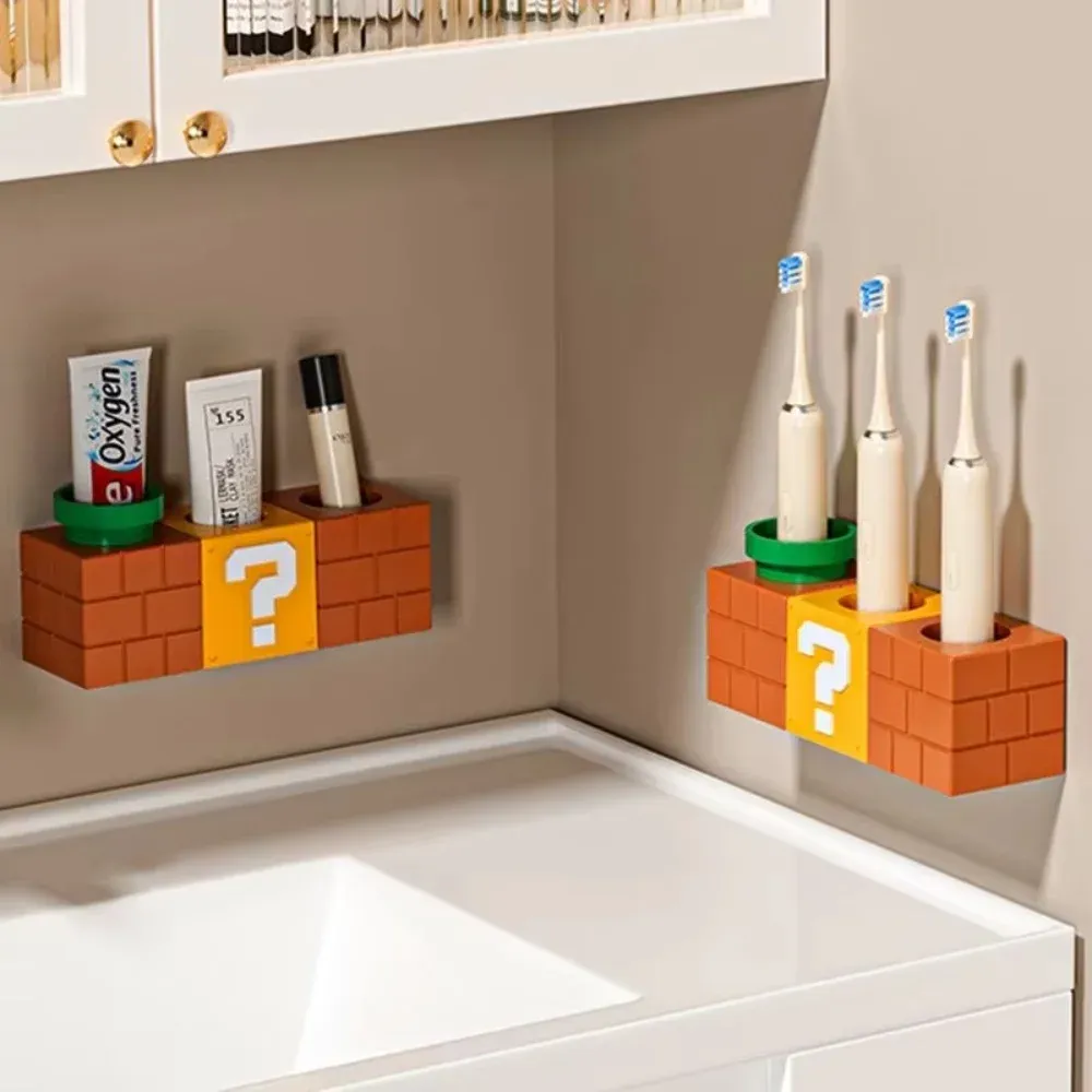 Support de brosse à dents électrique mural adhésif, organisateur pour gain de place et séchage optimal 3