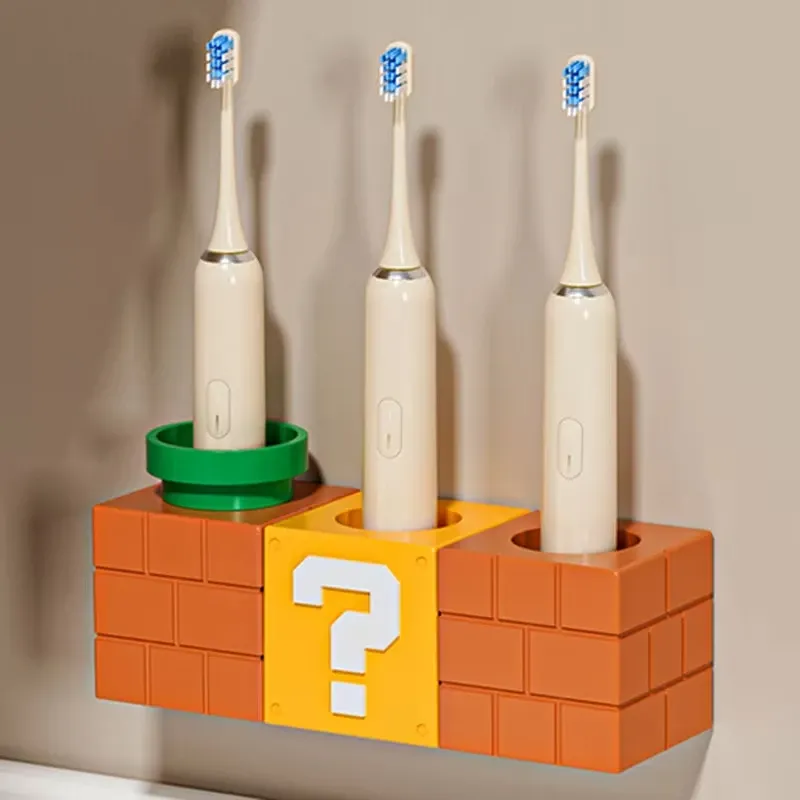 Détail du porte-brosse à dents mural pour une salle de bain organisée