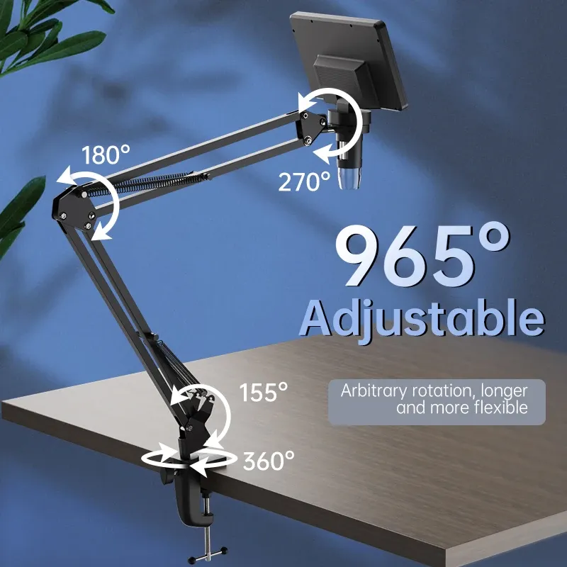 Support de bras flexible pour microscope en métal réglable, support de pièce de monnaie compatible DM4, DM7, DM9, MS1, MS3 4