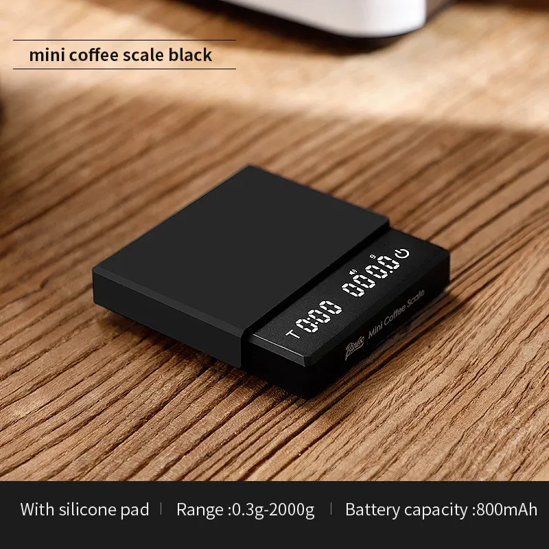 Balance à café professionnelle Bincoo Mini avec minuterie intégrée, précision 0,1 g, capacité 2 kg, affichage g/oz/ml, balance de cuisine numérique haute précision pour barista à domicile 7