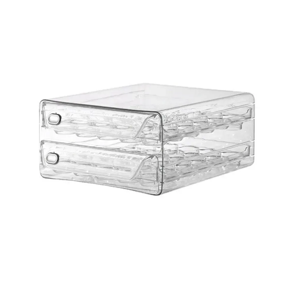 Boîte de rangement transparente pour œufs à double couche, en plastique transparent, grande capacité, avec échelle de temps 2