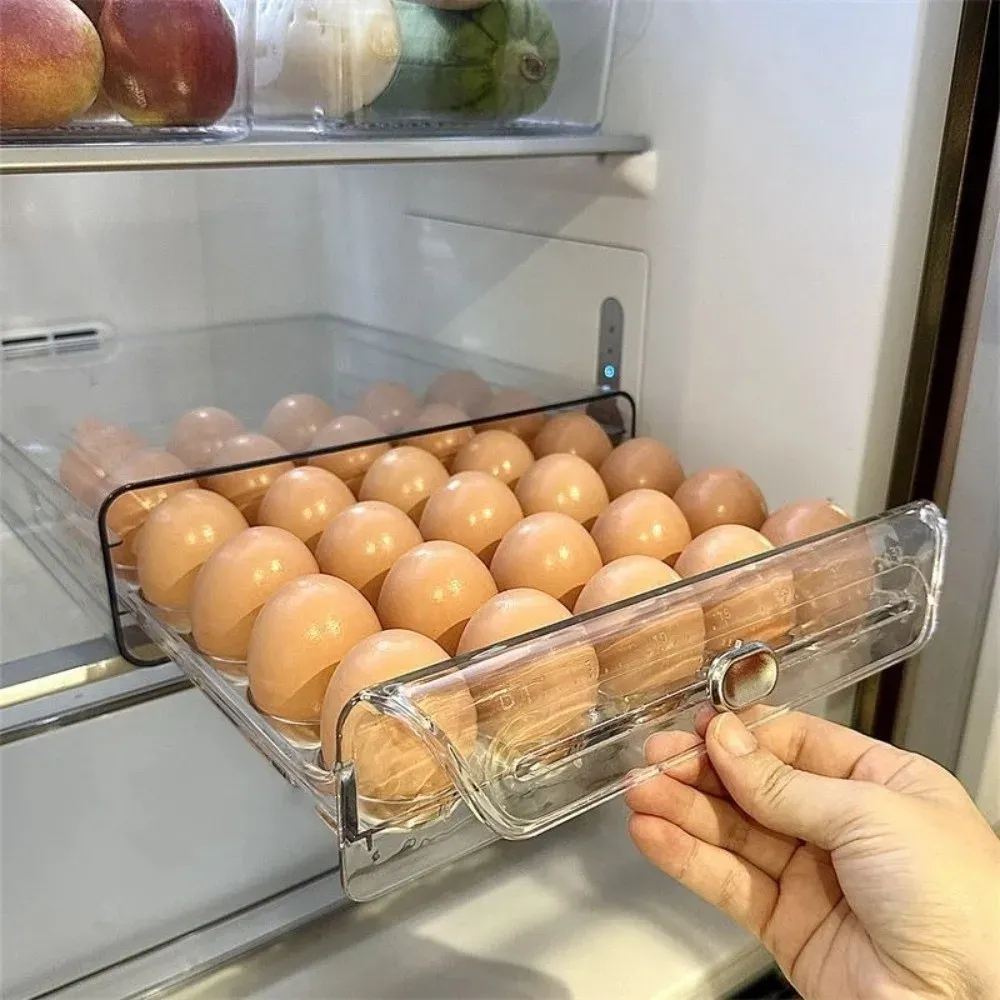 Boîte de rangement transparente pour œufs, ergonomie