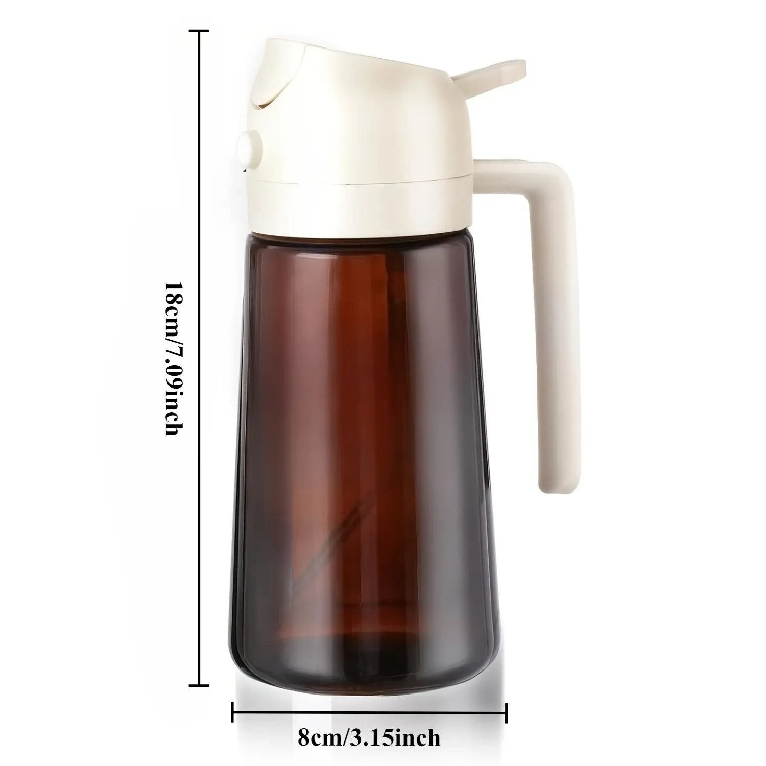 Pulvérisateur d'huile marron opaque 470 ml (16 oz) pour la cuisson, bouteille distributrice d'huile d'olive 2 en 1 10
