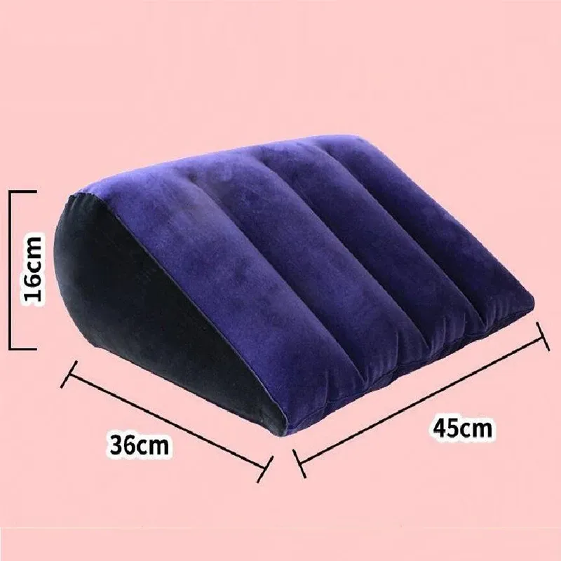 Oreiller de voyage gonflable triangulaire en velours, soutien lombaire et cervical pour le bureau et l'avion 8