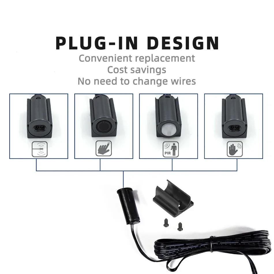 Interrupteur tactile à capteur de mouvement, 5 A, 12 V-24 V, détection infrarouge par mouvement de la main, éclairage LED intelligent pour placard et armoire 3