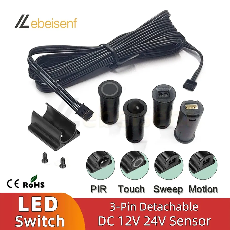 Interrupteur tactile à capteur de mouvement, 5 A, 12 V-24 V, détection infrarouge par mouvement de la main, éclairage LED intelligent pour placard et armoire - Image 1