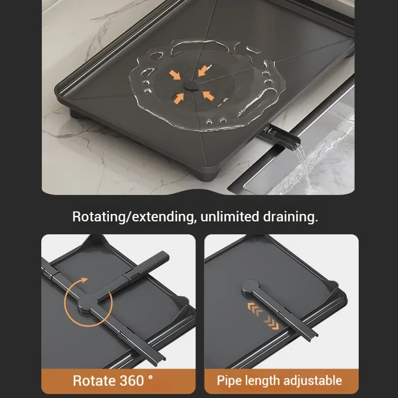 Égouttoir à vaisselle réglable en acier inoxydable avec range-assiettes pour évier 4