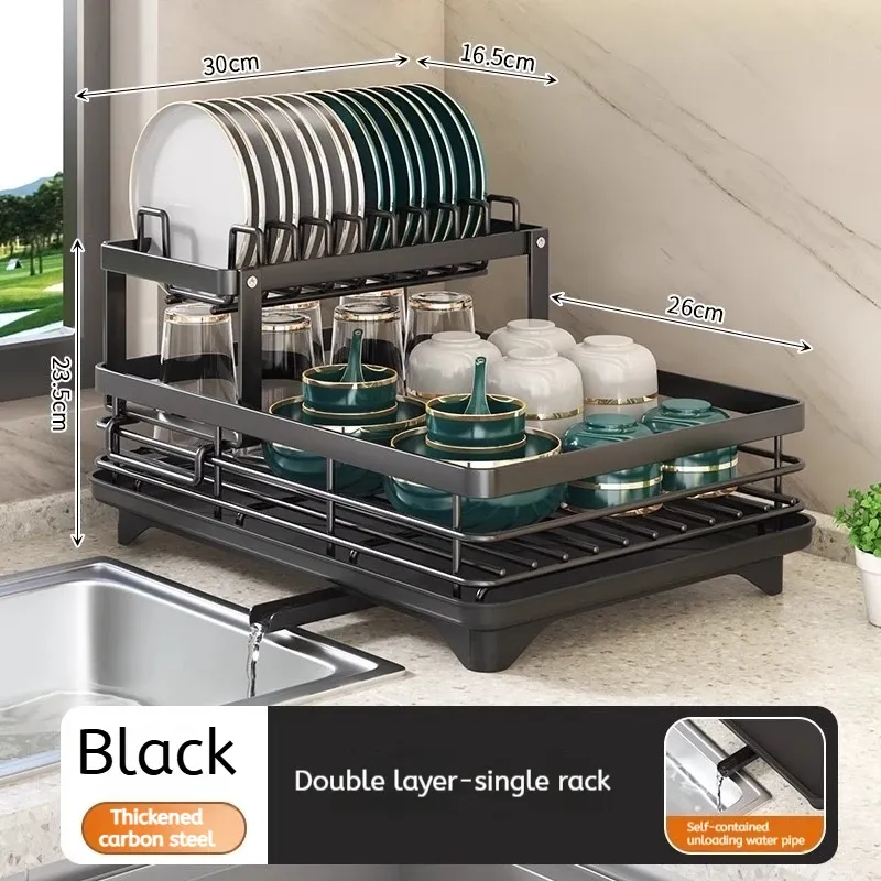 Égouttoir à vaisselle réglable en acier inoxydable avec range-assiettes pour évier 9