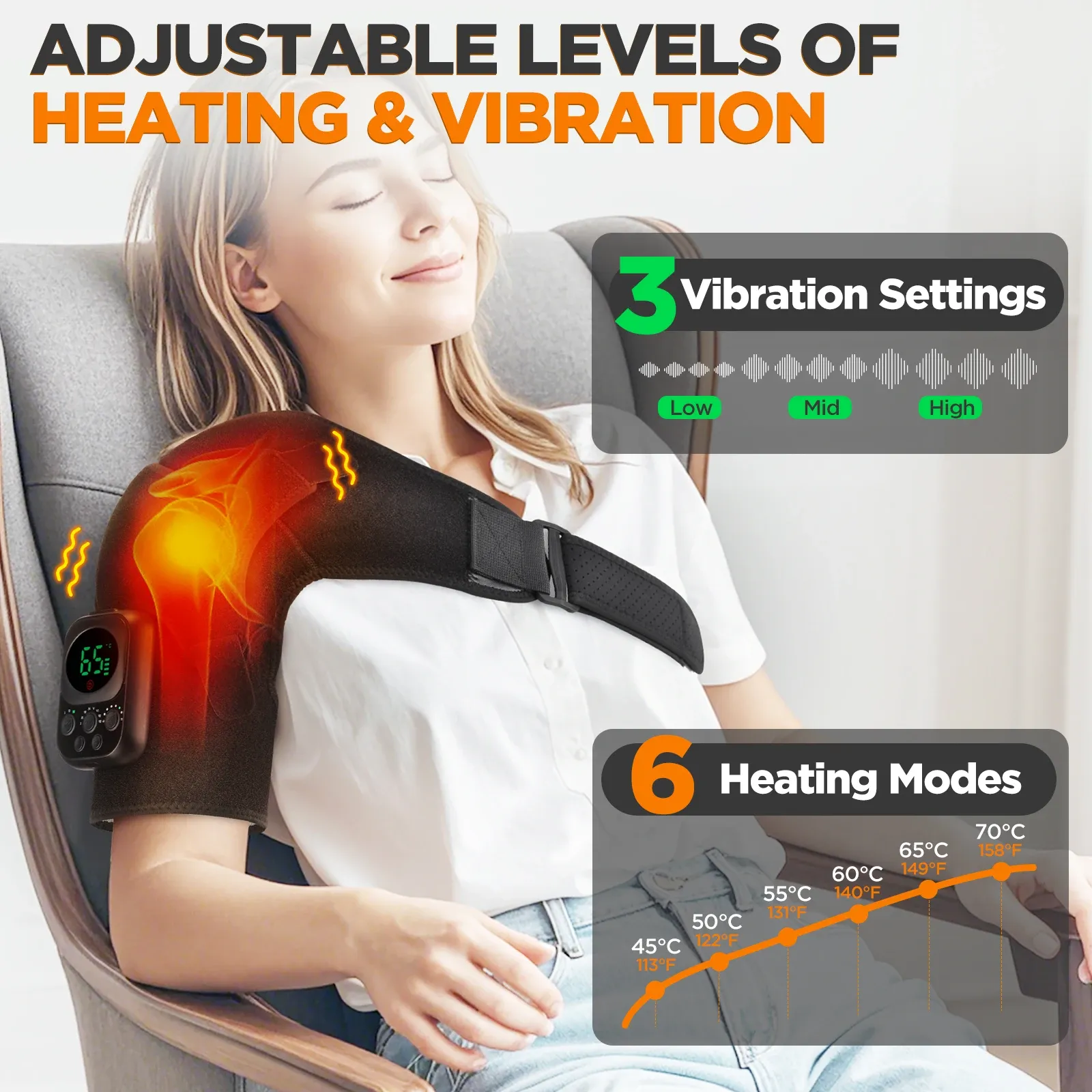 Masseur d'épaules électrique chauffant à vibrations, ceinture de massage pour la relaxation des épaules et du cou, appareil de massage musculaire 2