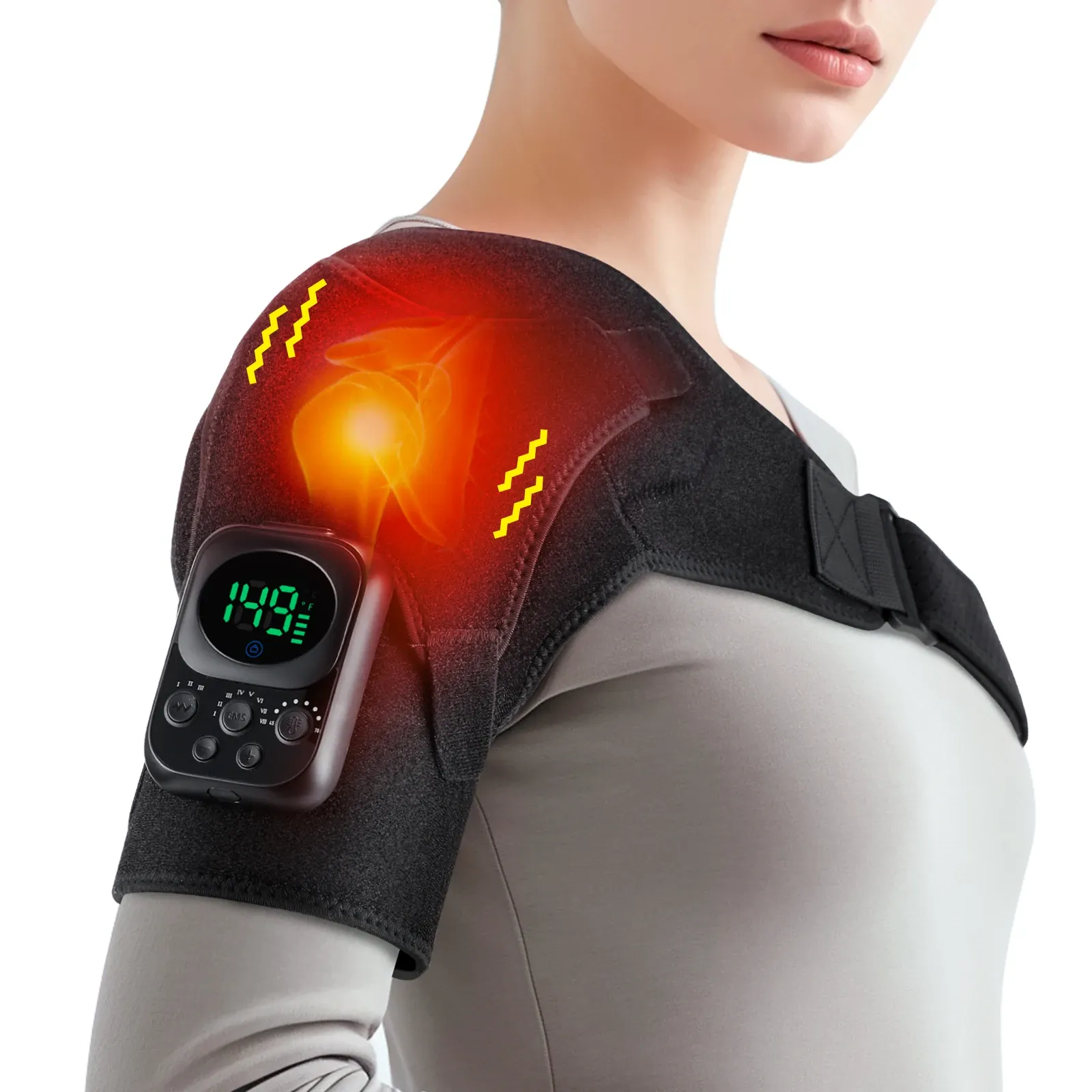 Masseur d'épaules électrique chauffant à vibrations, ceinture de massage pour la relaxation des épaules et du cou, appareil de massage musculaire