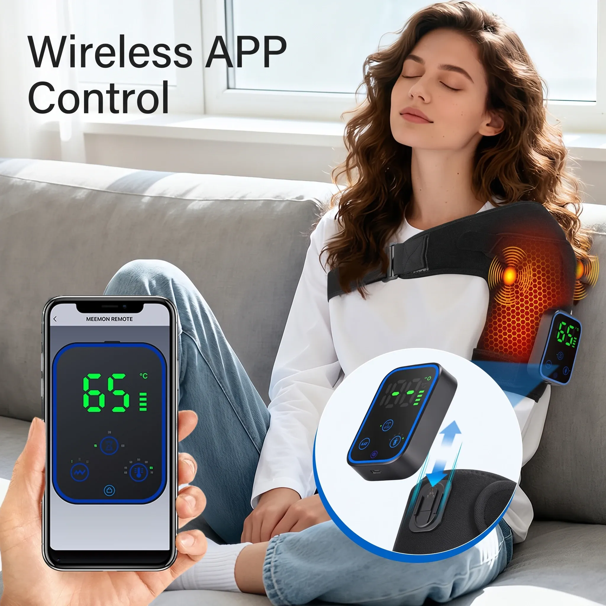 Masseur d'épaules électrique chauffant à vibrations, ceinture de massage pour la relaxation des épaules et du cou, appareil de massage musculaire 7