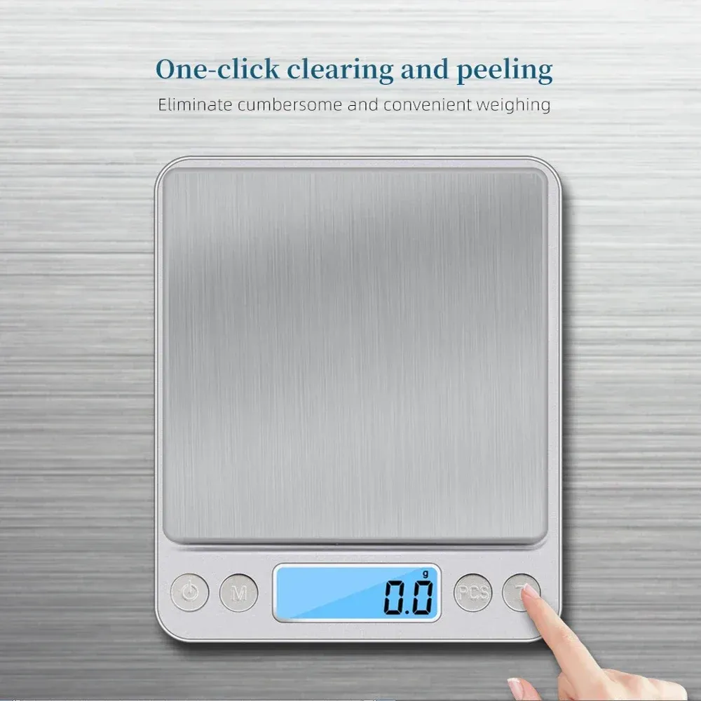 Balance de cuisine numérique de précision 0,01 g – 500 g / 3 kg, écran LCD 3