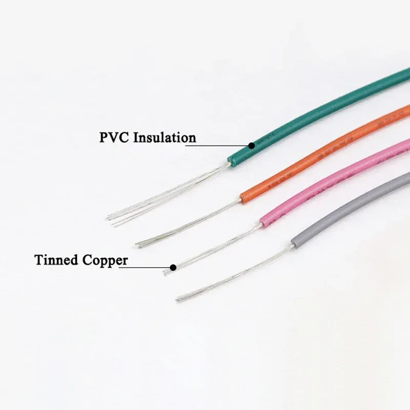 Fil UL1007 (kit de 5 couleurs) câble en cuivre étamé isolé PVC, 30 28 26 24 22 20 18 16 AWG, fil de câblage électrique toronné pour circuits imprimés 3