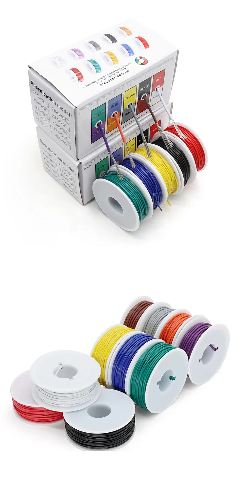 Kit de fils électriques en cuivre étamé, vue complète