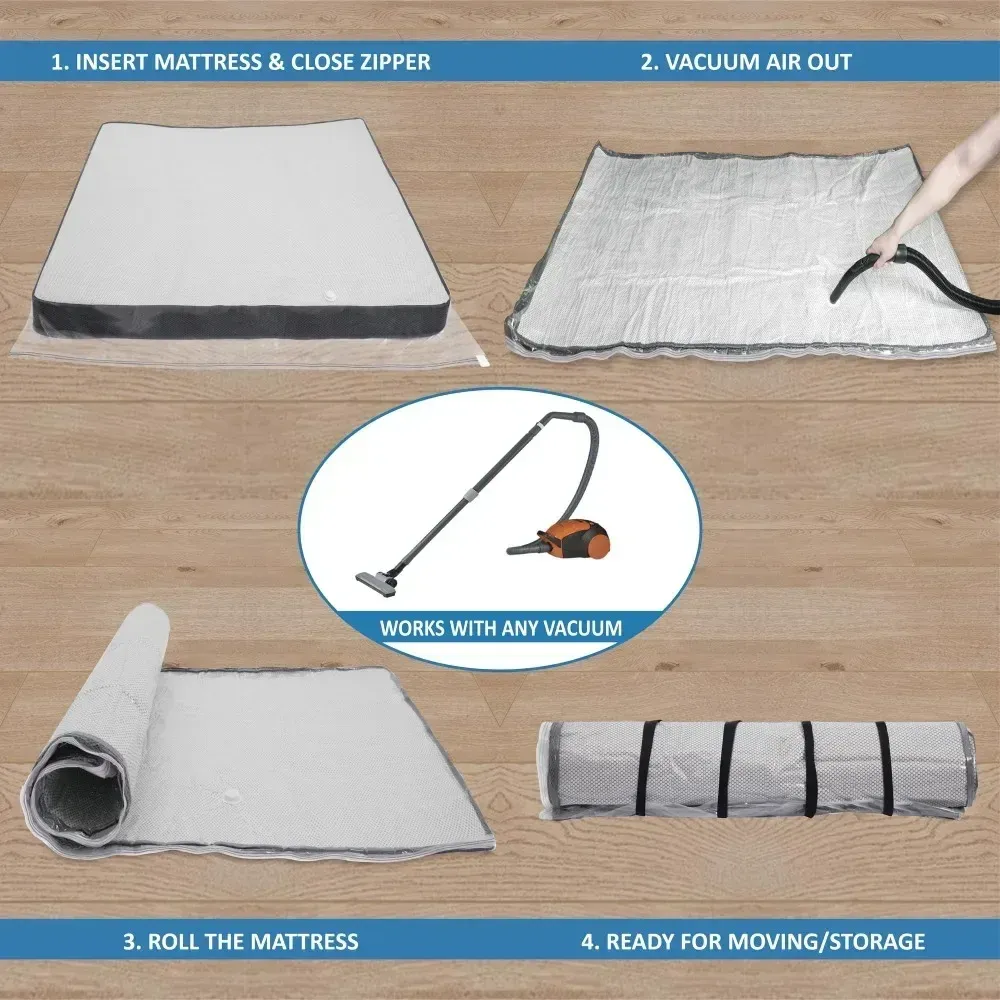 Sac de rangement sous vide pour matelas avec sangles pour un déménagement, un transport et un stockage faciles 5